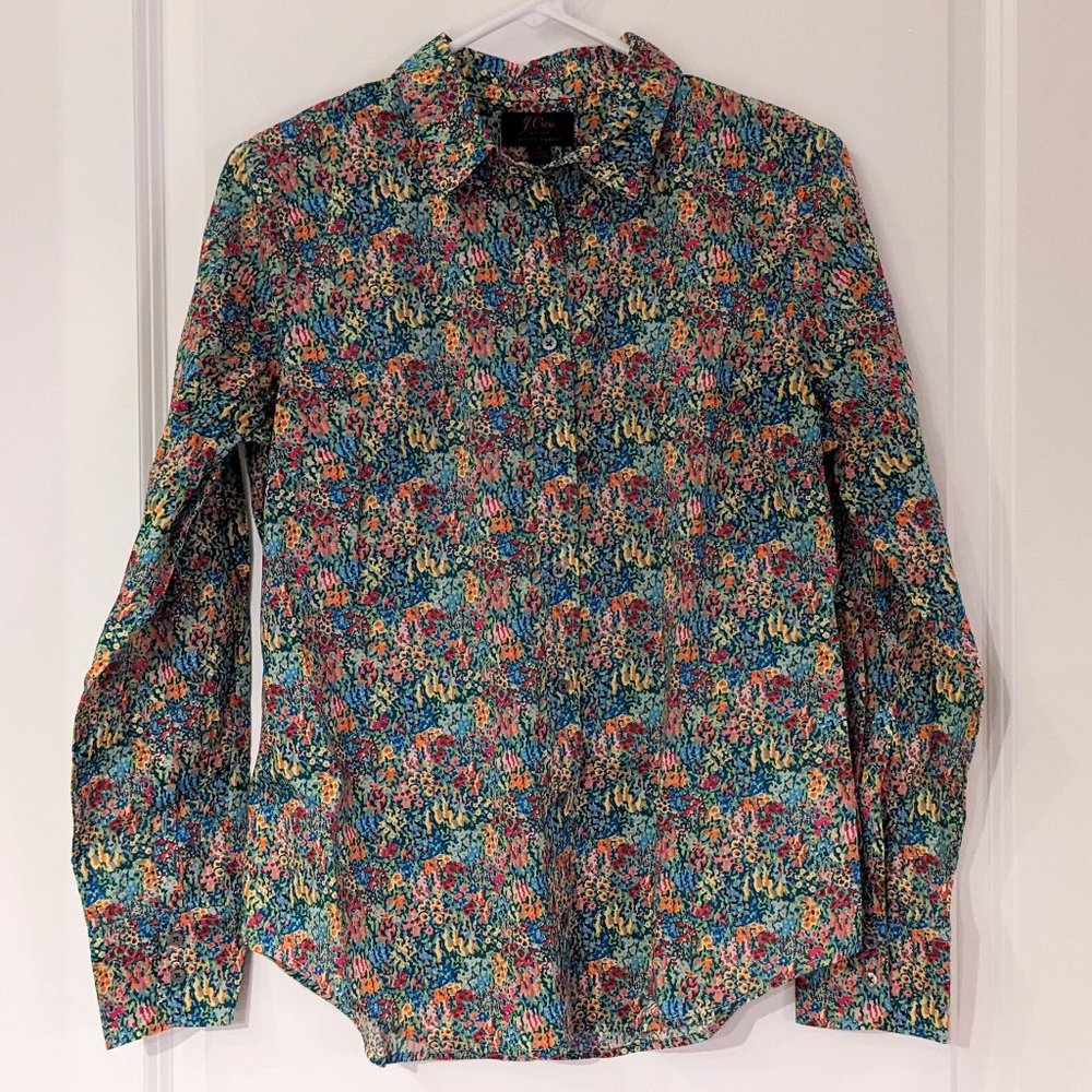 J CREW Liberty Fabric Meadow Floral Long Sleeve Button Down Size 8
